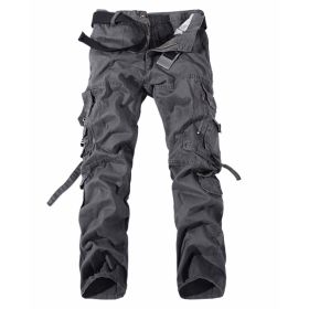 Men's Multi-pocket Cargo Pants Washed Hot Sale Cargo Pants (Option: Grey-34-Without belt)