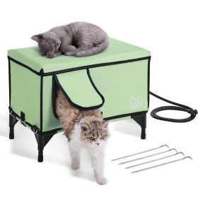 VEVOR Elevated Heated Cat House, Cuboid Kitty Shelter with Adjustable Temperature and Timer (Model: Medium, Type: Rectangular)